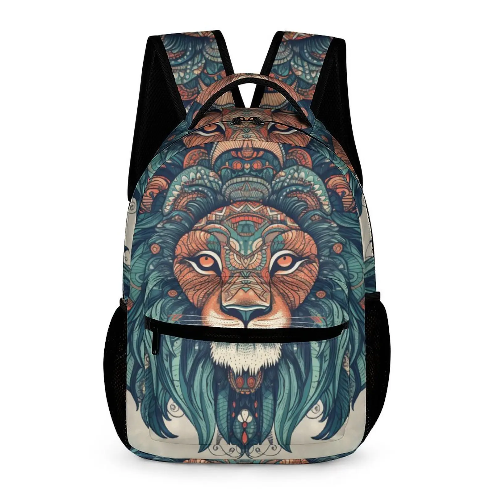 

Lion Backpack Teen Animal Floral Mandala Big Backpacks Polyester Fun School Bags Outdoor Style Colorful Rucksack