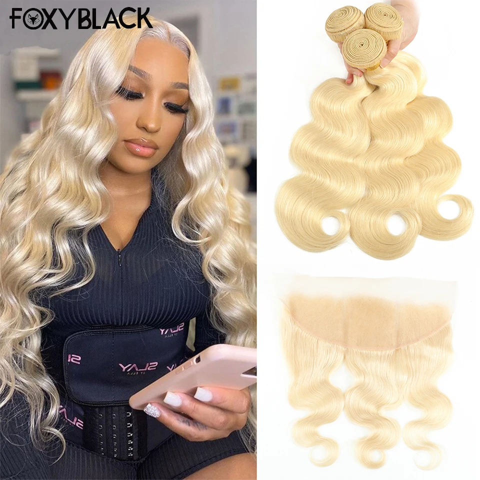 

613 Body Wave Blonde Bundles With 13x4 Lace Frontal Brazilian Hair Bundles With Blonde Bundles 10-30 inch Remy Hair