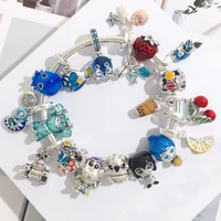 disney new original charms 925 sterling silver red stawberry cute cherry beads fit pandora bracelet bangle diy jewelry making
