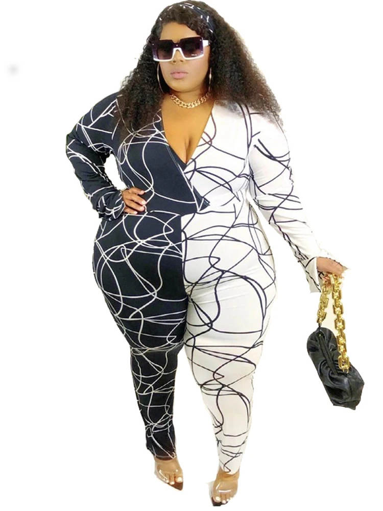 

Женский комбинезон с V-образным вырезом, длинным рукавом