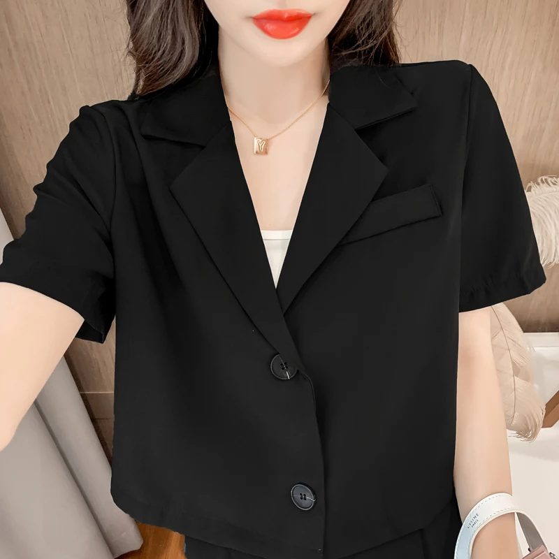

Black small suit jacket women's thin summer wear 2022 new Korean fashion temperament short suit top