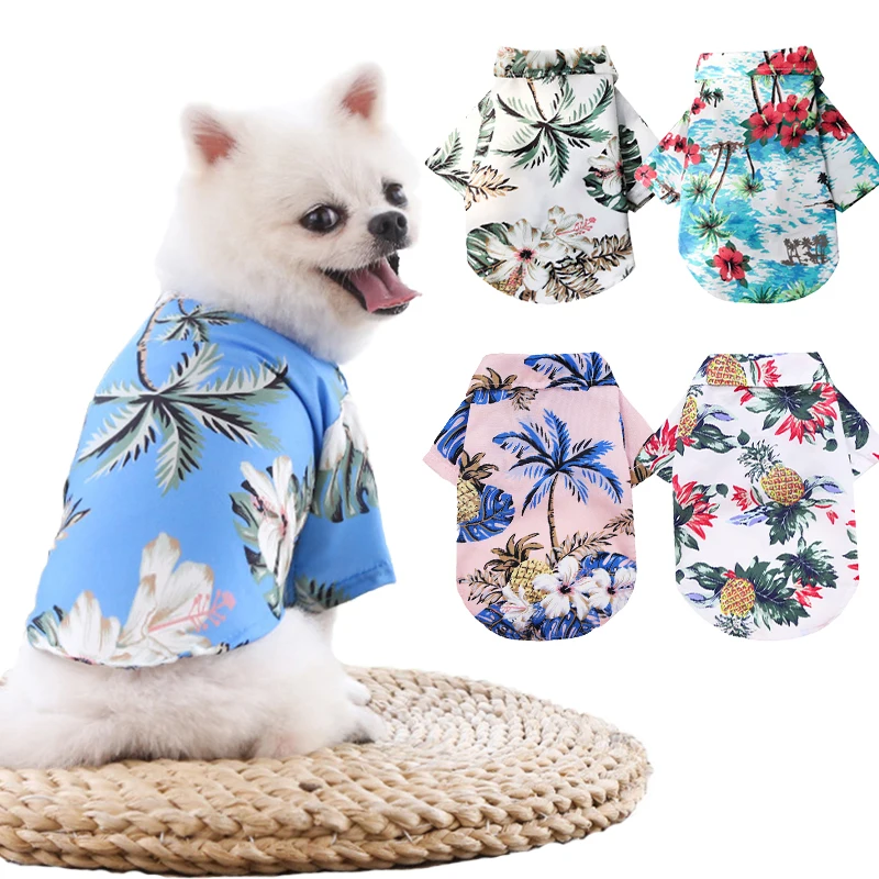 

Dog T-Shirts Beach Style Dog Clothes for Small Dogs Cats Hawaiian Shirt Summer Chihuahua French-Bulldog Costumes Pet Clotthing