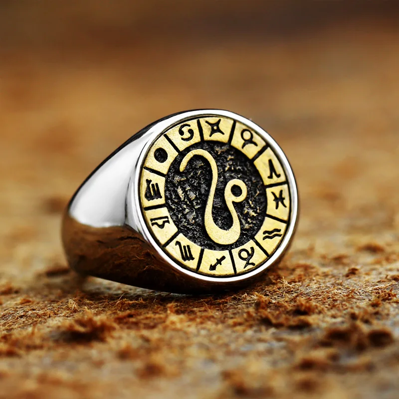 Мужское кольцо зодиака от Beier из нержавеющей стали 316L 12 созвездий полированное в