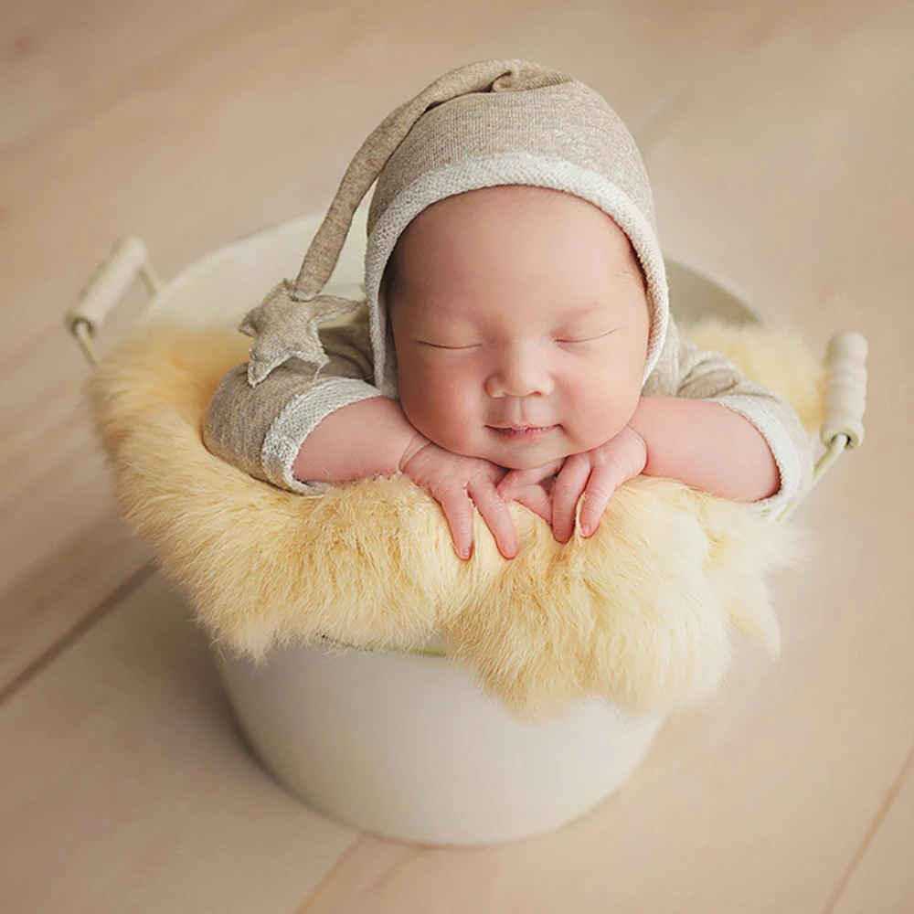 Rabbit Fur For Baby Girl Birth Newborn Photography Props Accessories New Born Photo Shooting Background Blanket