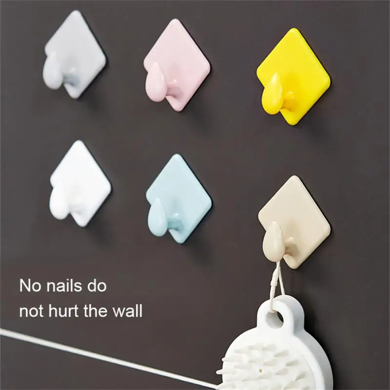 

Waterproof Key Hook Rhombus Shaped Decorative Towel Rack Self Adhesive Adhesive Hook Reusable Home Storage Organizer Hanger