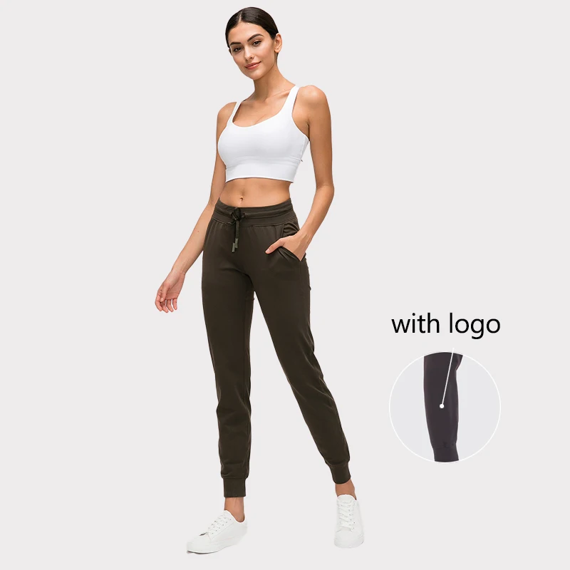 

С логотипом новые женские эластичные брюки для бега повседневные свободные карманы девять брюк спортивные фитнес стрейч штаны для йоги весна лето