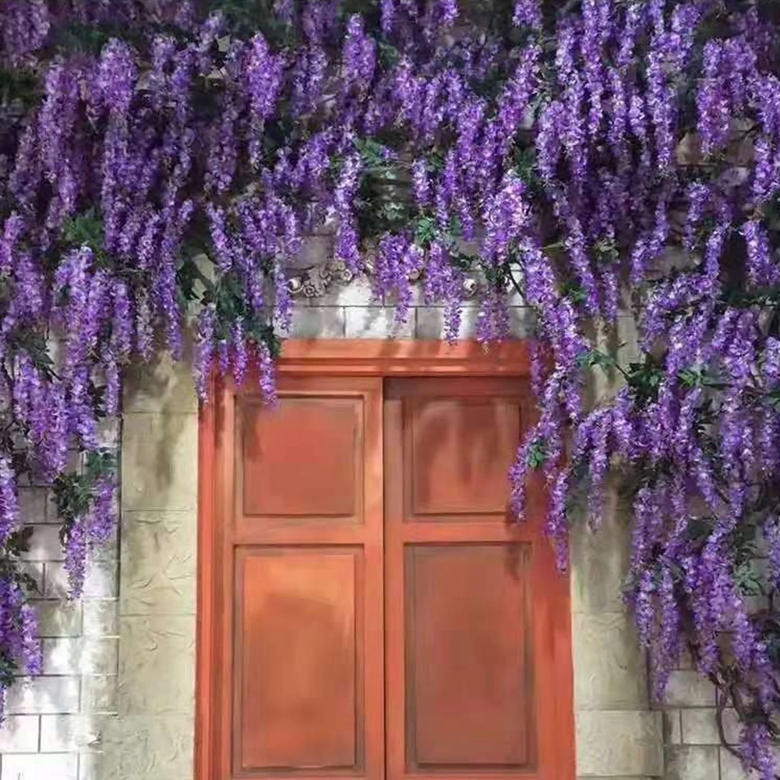 

Simulated 6 Leaves Wisteria Decoration Silk Flower Artificial Faux Indoor Outdoor Hanging Vine Wisteria Ornament for Home Garden