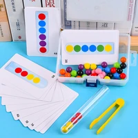 kindergarten boys and girls color cognition early teaching aids test tube clip beads parent child game educational toys