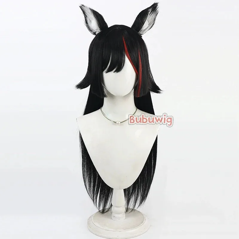 Фото CySynthetic Hair Ookami Mio Косплей Парики Виртуальный YouTuber Ookami Mio 90 см Длинный Прямой Черный Смешанный Красный Парик Термостойкий №2