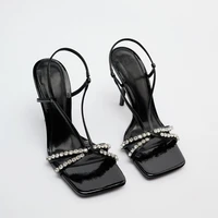 zrack sandals heels women 2022 luxury brand new summer fashion square head rhinestones black sexy pumps plus size 41