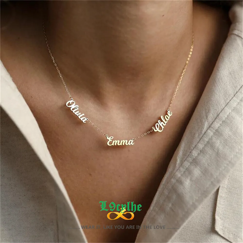 

Stainlelss Steel 3 Multiple Name Necklace Christmas Weeding Personalized Custom Grandma Jewelry Mom Family Mothers Day Gifts