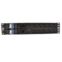 1u 19inch engineering network cabinet rack pdu power strip with double open air switch current voltage digital display meter