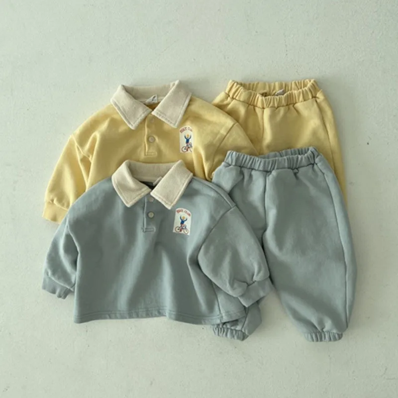 

2023 Spring Kids Sports Suit Children Tracksuit Lapel Hoodies Sweatshirt 2PCS Boys Girls Clothing Set