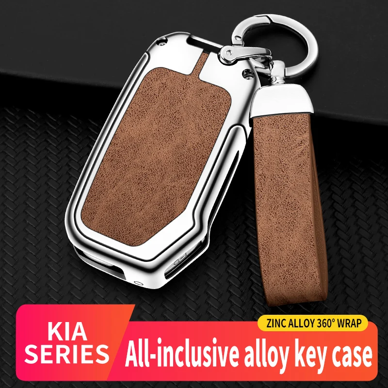 

Leather Zinc Alloy Car Key Case Cover For Kia Sportage Ceed Sorento Cerato Forte KX3 K5 2017-2020 Accessories Protector Shell