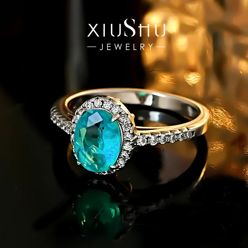 Новое эллиптическое кольцо из серебра 925 пробы с уникальным и универсальным