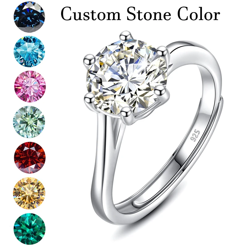 

Kirin Palace 2ct D Color Moissanite Halo Engagement Adjustable Ring Original 925 Sterling Silver Rings For Women