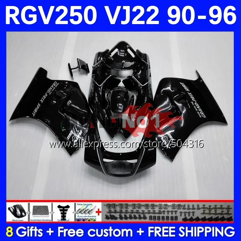 

Корпус для RGV250 SAPC RGV-250 VJ22 41NO.1 RGVT RGV 250 90 91 92 93 95 96 1990 1991 1992 1993 1994 1995 1996 обтекатель глянцевый черный