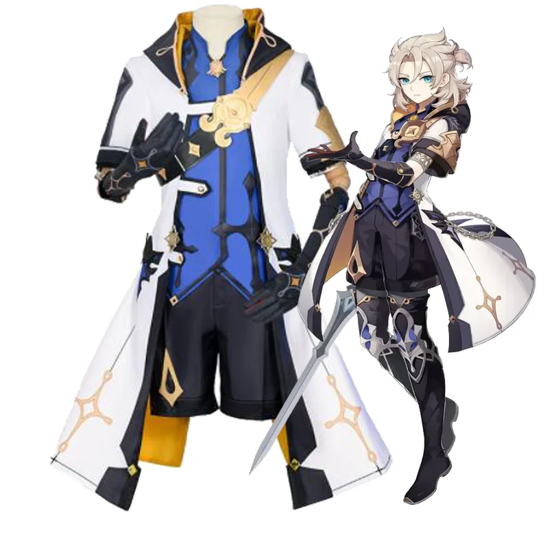 

Genshin Impact Albedo Cosplay Costume Anime Game Genshin Cosplay Wig Uniform Halloween Party Performance Outfit