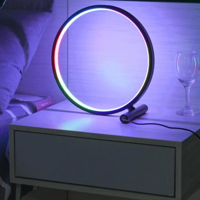 Smart LED Night Light RGB Desk Ambiance Round Desk Lamp Bluetooth APP Control Bedroom Bedside Game Room Decor