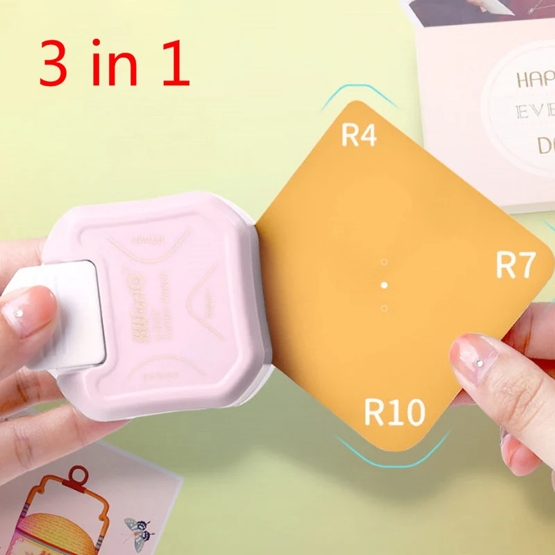 

1pc 3-In-1 Mini Corner Trimmer Rounder Punch R4/R7/R10mm Round Corner Trimmer Cutter For Card Photo Paper Laminating Pouches