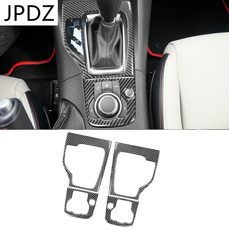 

Carbon Fiber Interior Gear Shift Panel Frame Media Buttons RHD LHD Cover Sticker For Mazda 3 Axela 2014-2017 Car Accessories