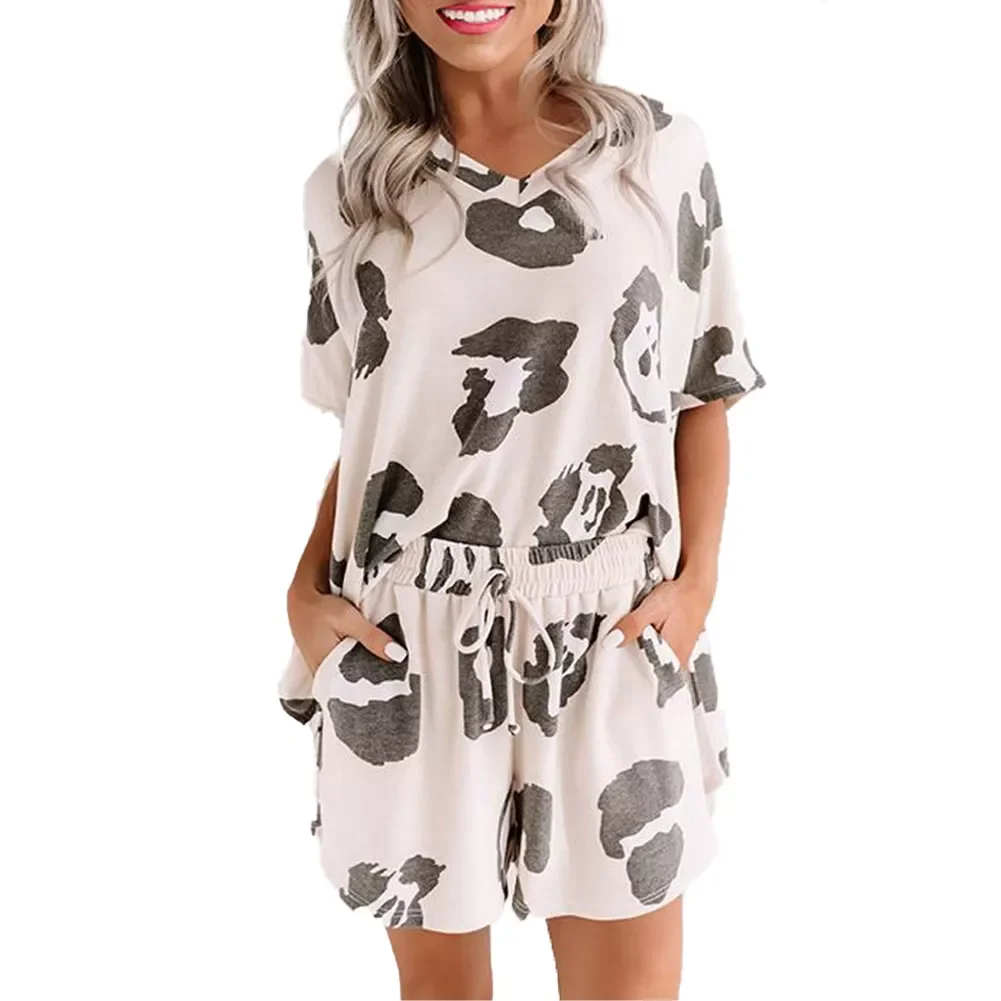 

Printed Short Sleeve Sleepwear Women Pajamas Set Spring Summer New Cute Casual Homewear Female Pyjamas