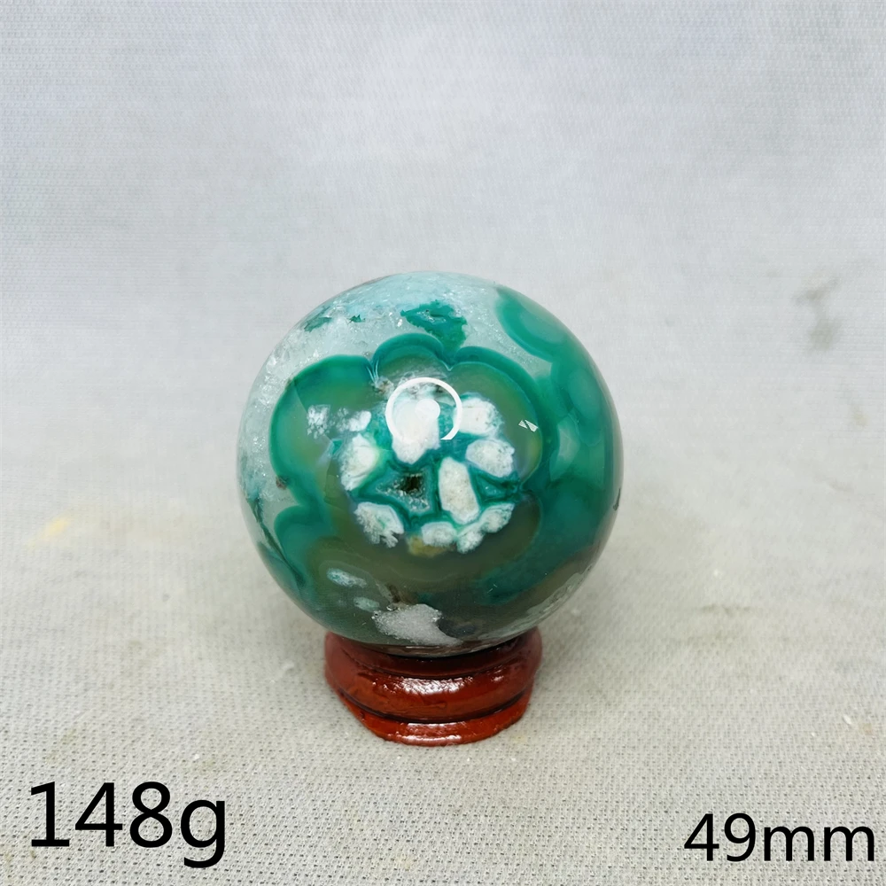 

Зеленый агат шар с цветком вишни YOCO