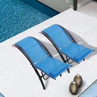 L 61.8"x W 22.8"x H 35.4" 2PCS Set Outdoor Sun Loungers Chaise  Lounge Recliner Chair For Patio Lawn Beach Pool Side Sunbathing