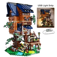1155pcs city four season tree house building block with led strip light friends series architecture bricks kits boy toys gift