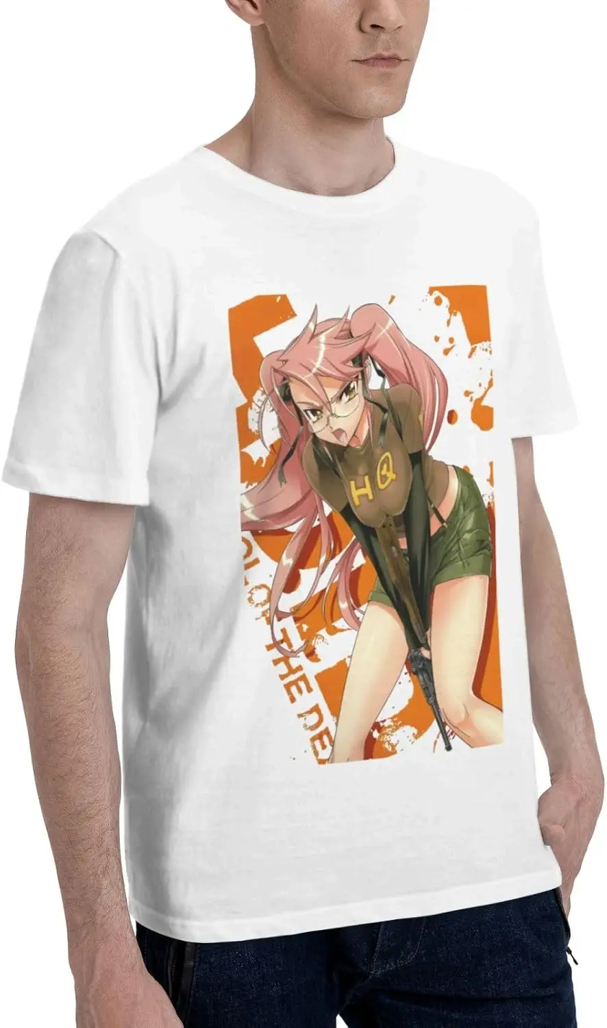 Фото Рубашка аниме Highschool of The Dead Saya Takagi, мужская повседневная футболка с круглым вырезом, дышащая футболка с короткими рукавами №2