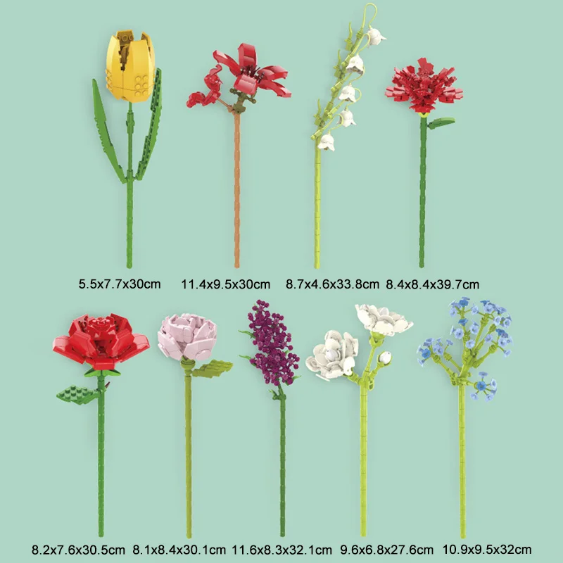 Набор строительных блоков букет цветов кирпичная игрушка для детей миниатюрные