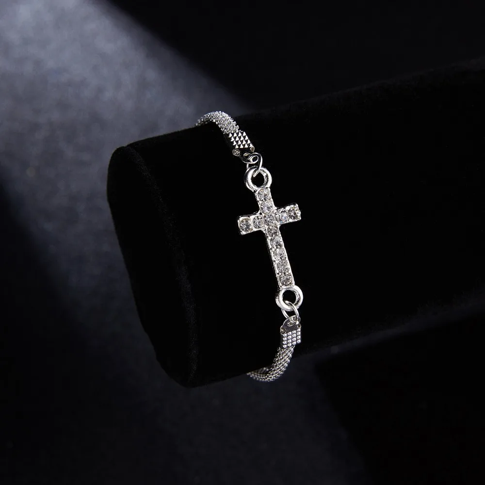 

RINHOO Rhinestone Prayer Cross Bracelets For Women Fashion Wedding Banquet Bracelets & Bangles Valentine's Day