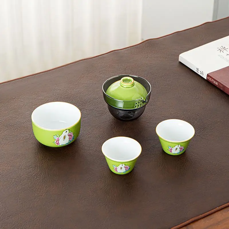 

Portable travel tea set ceramic fast cup ， matcha set