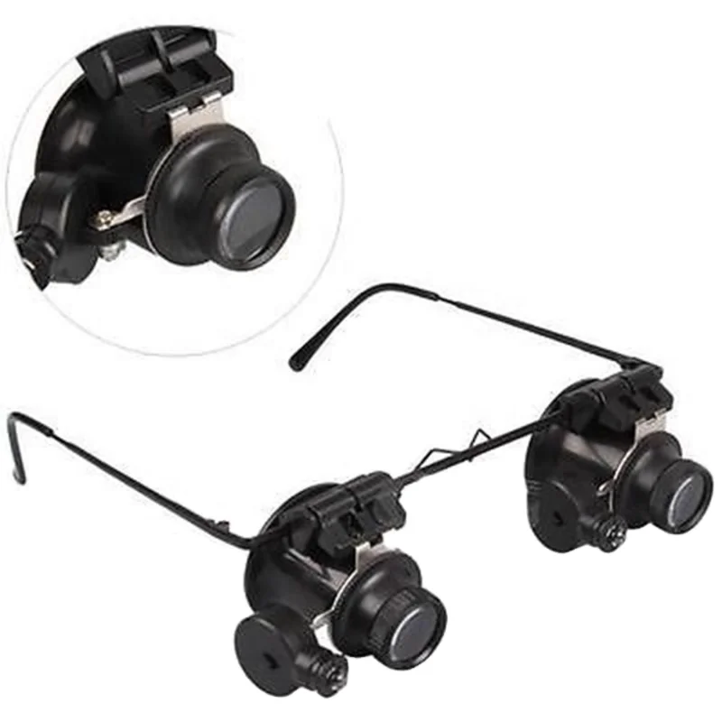 

Professional 20X Magnifier Double Eye Glasses Type Watch Repair Jeweler Inspect Tool Magnifier with Two Adjustable LED Lights