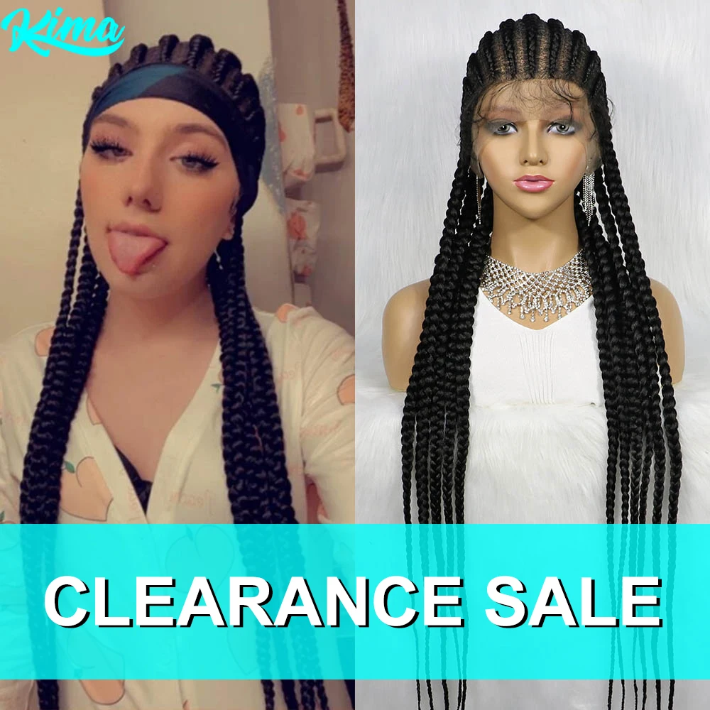 Braided Wigs Full Lace Wig 36inches Braiding Hair For Black Women Synthetic Box Braids Hair Cheap Wigs For Wholesale New