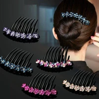 vintage crystal flowers hair comb all match hairpins hairclips fashion hair maker bun plastic shiny for women hair accessories