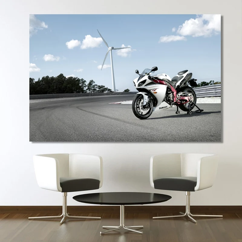 Постеры Superbike Yamaha YZF-R1 Race Sport мотоциклетная картина тканевая печать настенная