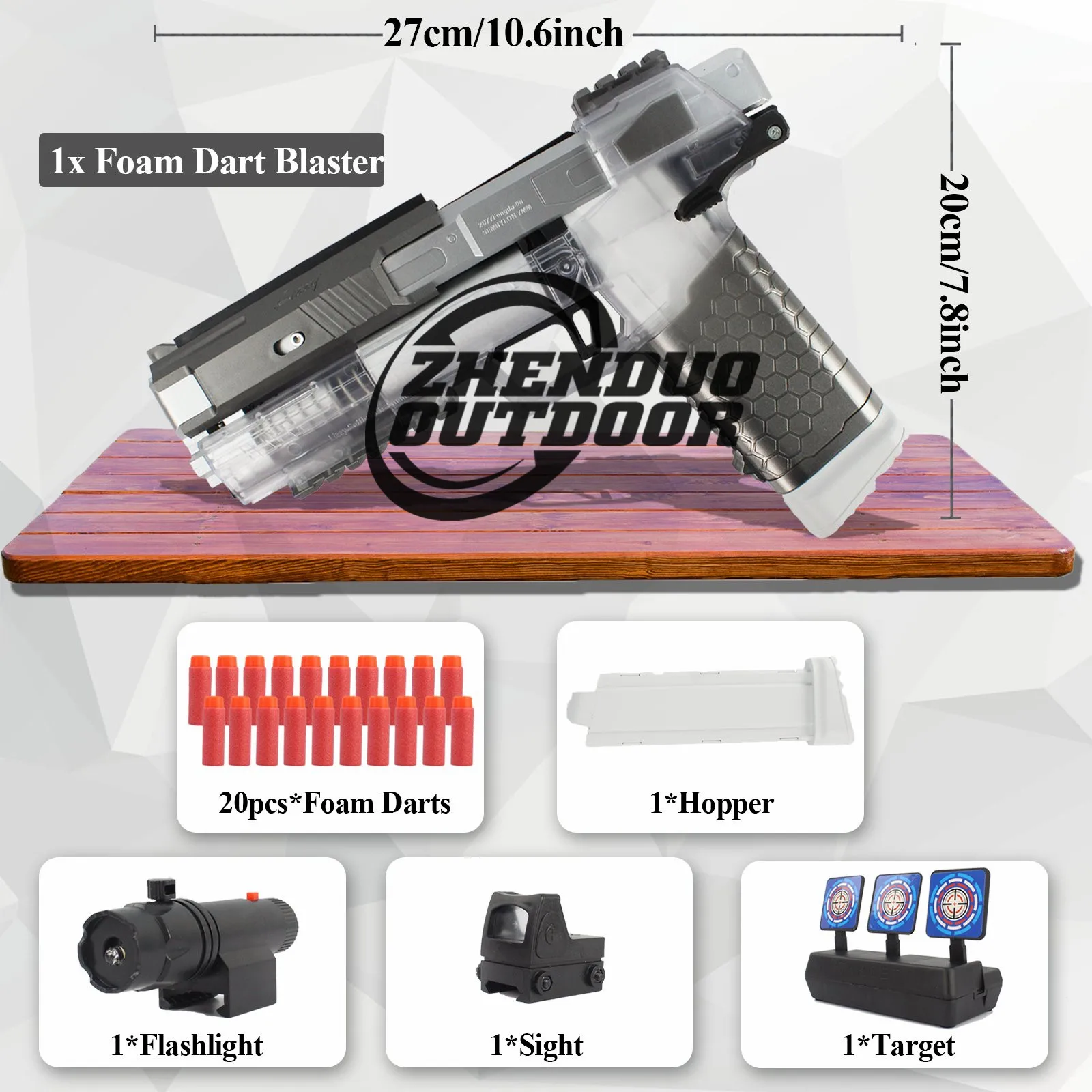 

ZHENDUO OUTDOOR Transparent Lizzy Gecko Foam Dart Blaster Gun US Stock