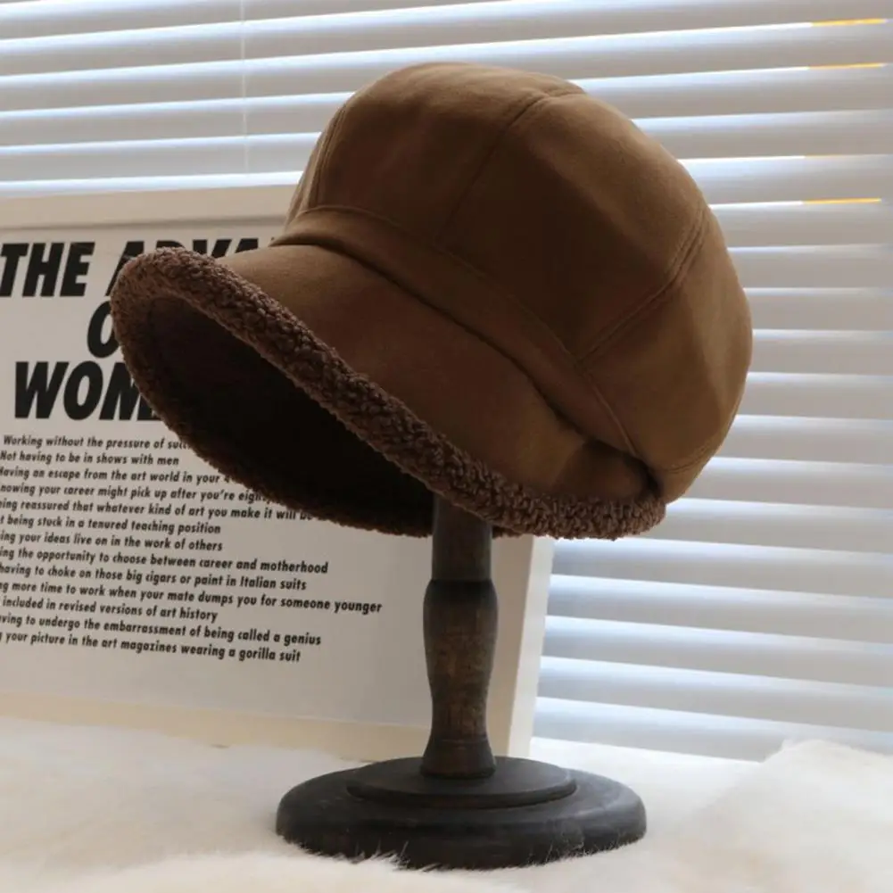 

Ladies Hat Thickened Plush Lined Winter Beret Adjustable Retro Style Newsboy Hat for Women Stay Warm Stylish Outdoors Warm