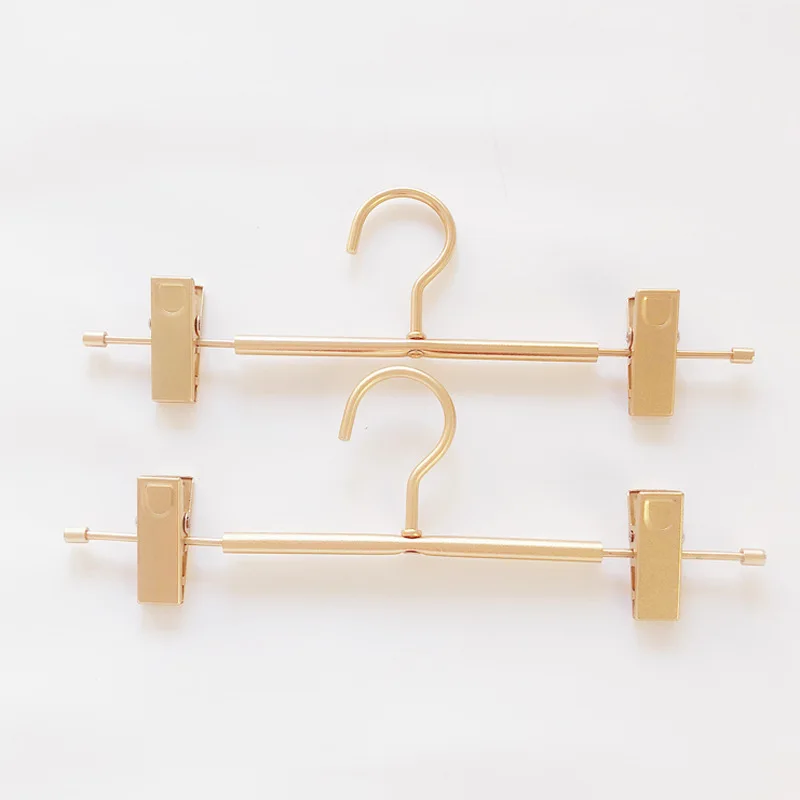 

10/5pcs Rose Gold/Golden Pants hanger with rotating hook of clip frame, aluminum alloy metal heavy trousers skirt slack hanger