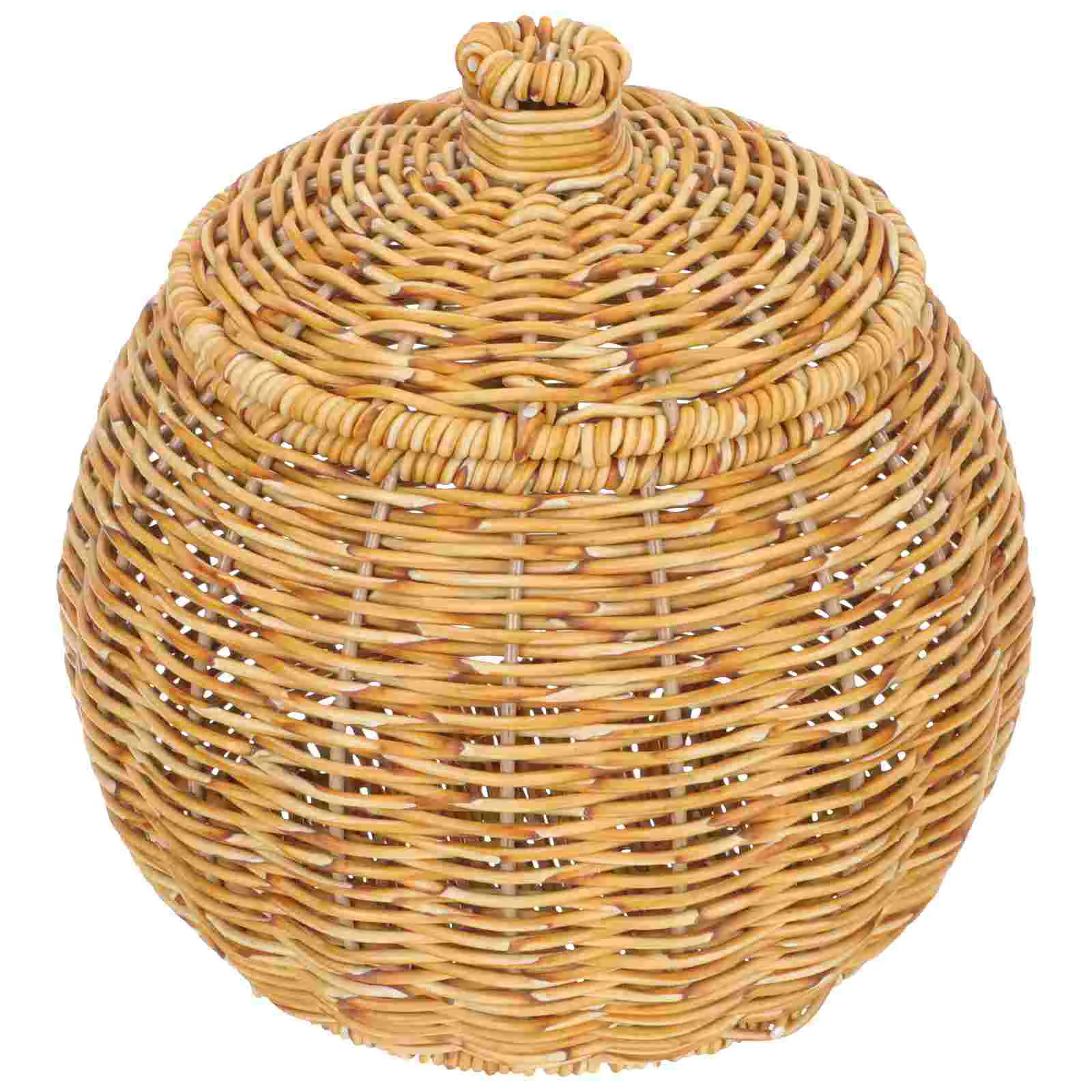 

Basket Woven Egg Storage Rattan Garlic Lidfruit Small Keeper Chicken Onion Gathering Wicker Bread Collecting Holder Vegetable
