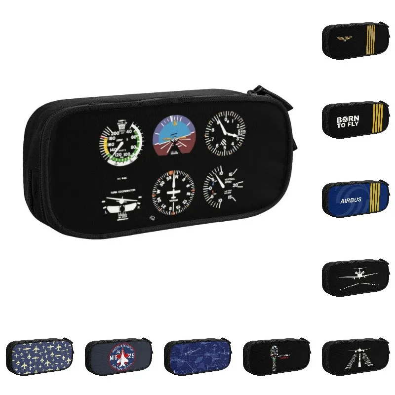 Cockpit Six Dials Flight Simulator Pilot Pencil Case Girl Boy Large Capacity Airplane Aircraft Pencil Box School Accessories