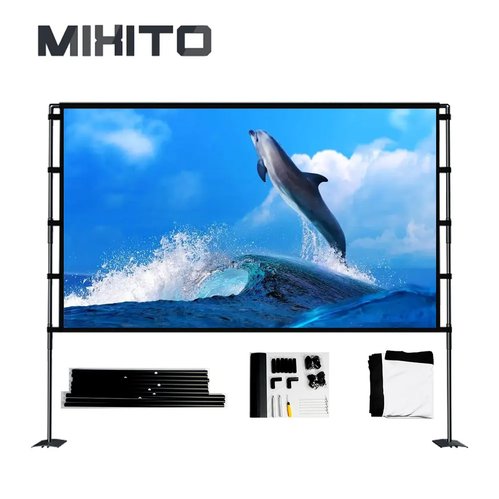 Переносная железная пластина MIXITO, складная занавеска 84, 100, 120 дюймов, наружный проекционный экран HD для дома, развлечений, офиса