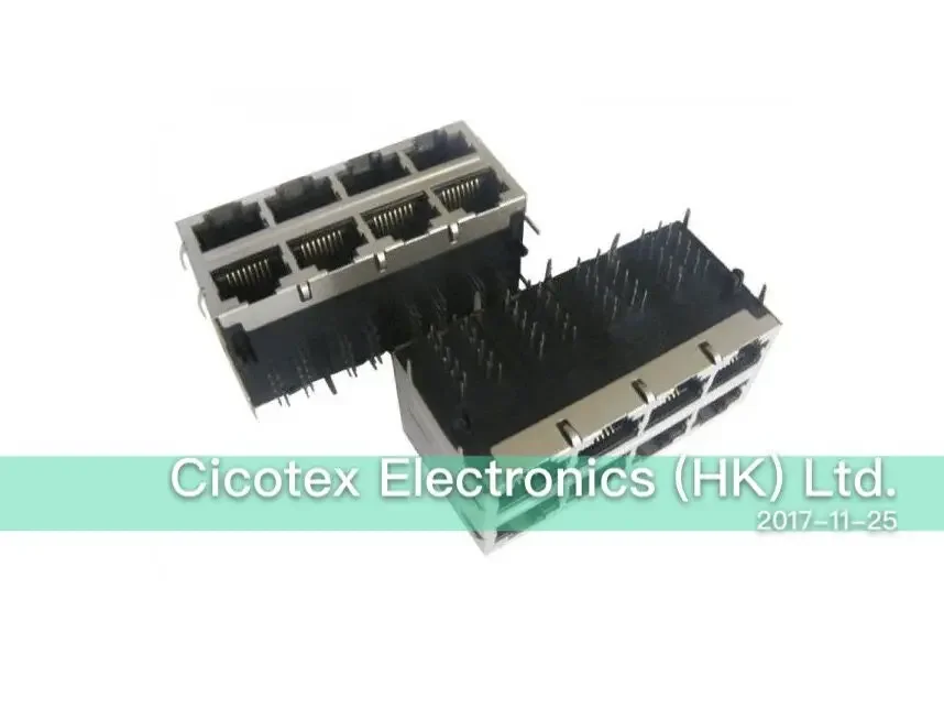 0833-2X4R-55-F RJ45 CONN MAGJACK 8PORT 100 BASE-T