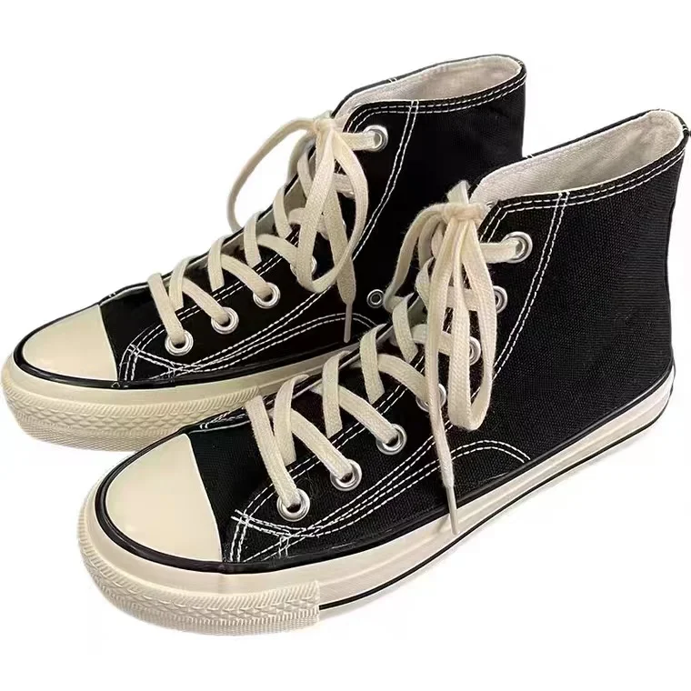  2023 New Spring 13 Colors Fashion Classic Flats Lace-Up High Top Canvas College Casual Shoes For Girls Boys and Students