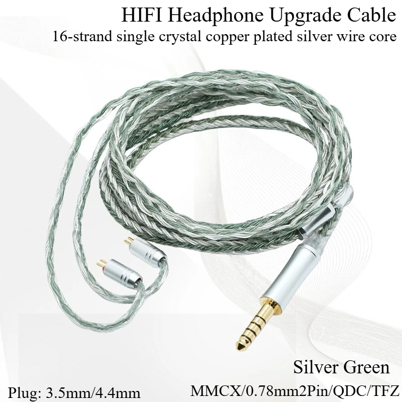 Фото Кабель для обновления наушников HIFI IEM MMCX 0,78 мм2 контакта QDC TFZ с монокристаллическим медным покрытием, серебряный провод, проводные наушники с перекрестным переплетением №1