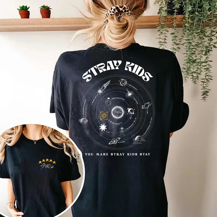 

Детская футболка Stray Kids с 5 звездами, корейская мода, Y2k, топы с принтом звезд, мужские и женские летние футболки из 100% хлопка с коротким рукавом, одежда Kpop