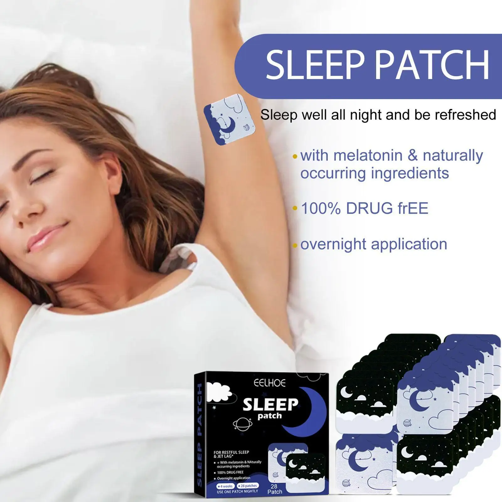 

Natural Sleepy Patch Promote Sleep Aid Sleeping Sticker Stress Insomnia Massage Anxiety Improve Health Relieving Beauty V6K2