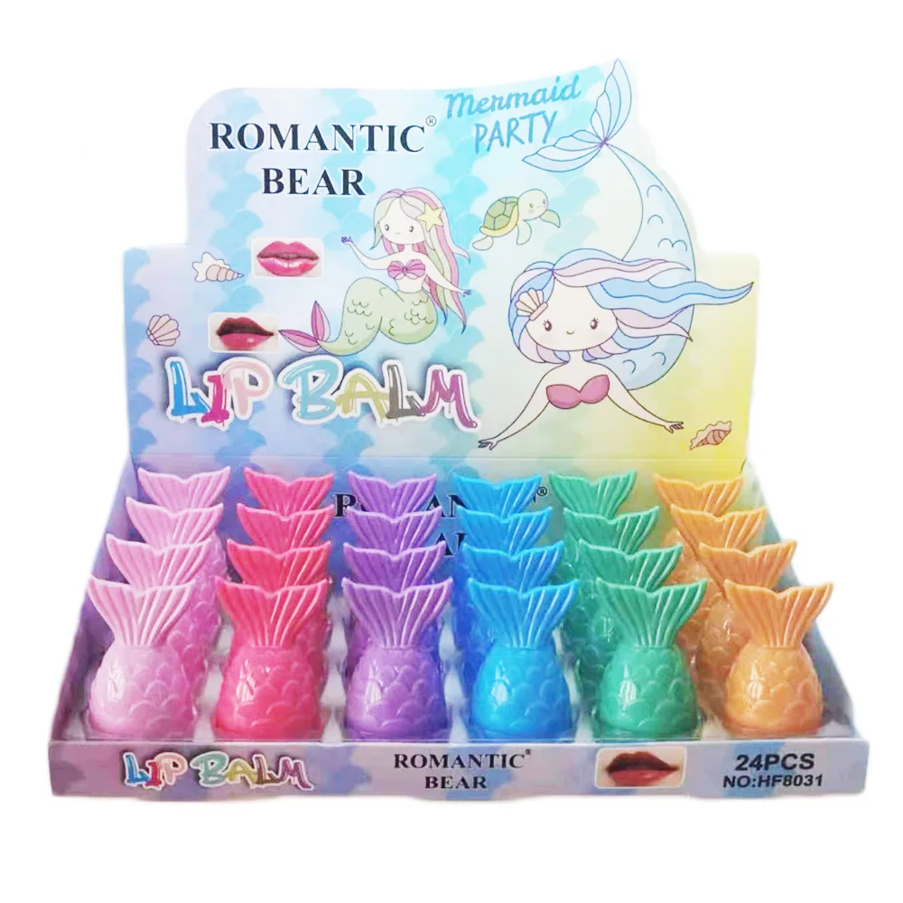 

24PCS Cute Mermaid Lip Balm Natural Colorless Moisturizing Lip Balm Primer Lip Care Girls Children Students Gifts Wholesale