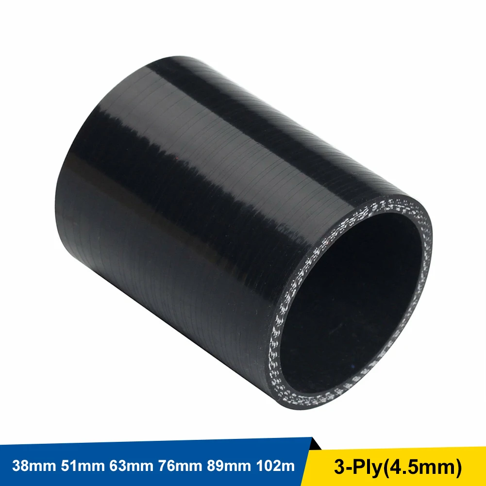 

102mm/89mm/76mm/63mm/51mm/38mm 3-ply Reinforced Straight Silicone Coupler Hose 4" Turbo Intake Pipe Black for vehicles boats